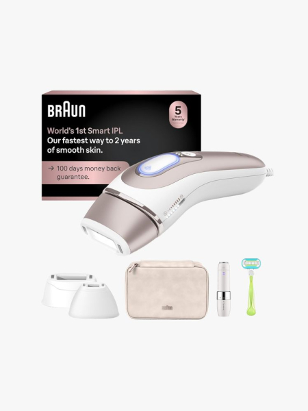 Braun Skin i·expert Smart IPL in branded components on a light gray background