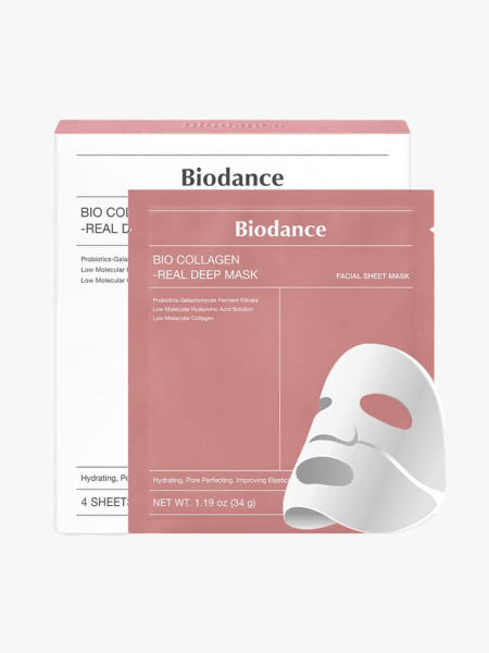 Biodance Bio-Collagen Real Deep Mask in branded mask component on a light gray background